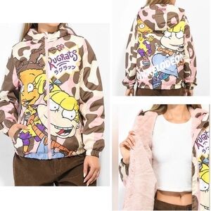 The Rugrats Members Only x Nickelodeon Puffer Jacket Coat Small Lined Pink Hood